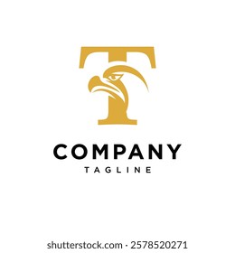Letter T Golden Eagle Logo Icon Vector