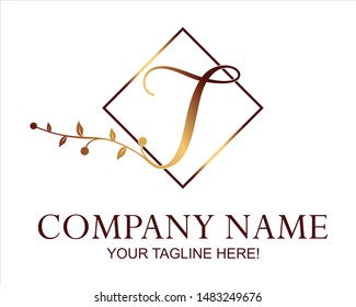 letter T golden logo vector