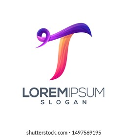 letter T gradient collections logo design