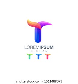letter T gradient color logo design