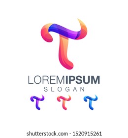 letter T gradient color logo design 