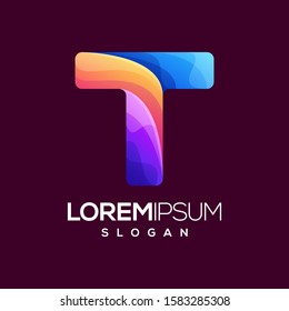 letter T gradient color logo design