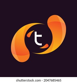 Diseño del logotipo de degradado de la letra T.