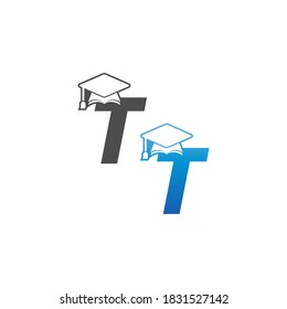 Letter T graduation cap concept design template