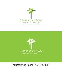 Letter T Green Leaf Logo