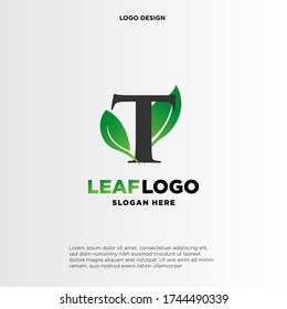 Letter T Green Leaf Logo Design Stock Vector (Royalty Free) 1744490339 ...