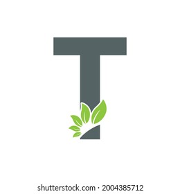 Letter T Green Leaf Style logo or symbol template design
