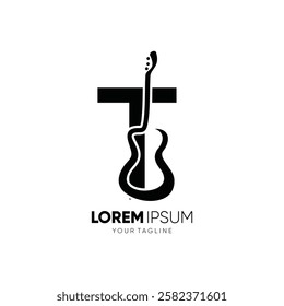 Letter T Guitar Silhouette Logo Design Vector Icon Graphic Emblem Symbol Illustration