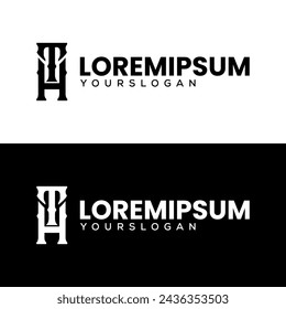 letter  T H   logo design vector  
