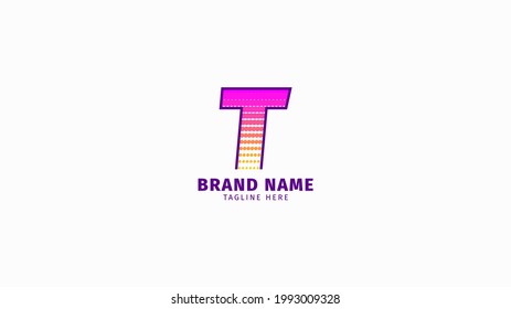 letter T halftone trendy bright color logo vector design element