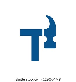 Letter T Hammer Building Services, Repair, Renovation and Construction Logo Design 