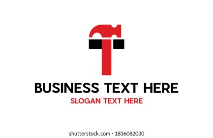 Letter T Hammer Repair Industrial Modern Business Logo