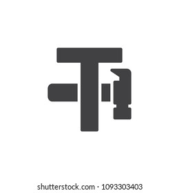 Letter T and hammer vector icon. filled flat sign for mobile concept and web design. Font simple solid icon. Symbol, logo illustration. Pixel perfect vector graphics