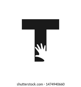 Letter T Hand Logo Design Template Inspiration