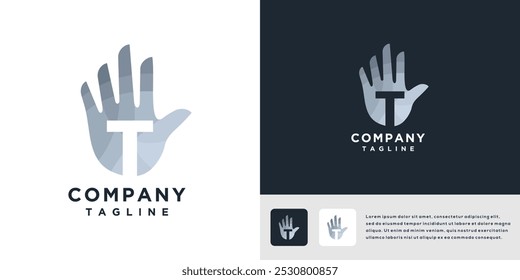 Letter T hand logo design template	
