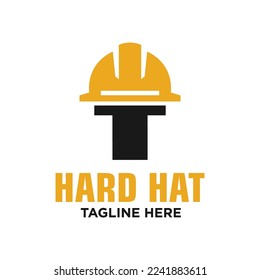 Inspiración de plantilla de diseño del logotipo de la carta T Hard Hat, Ilustración vectorial.