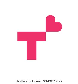 Letter T heart minimal logo