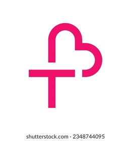Letter T heart minimal simple logo design