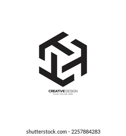 Letter T hexagon shape monogram logo