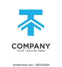 letter T with home shape logo template, vector file eps 10, text and color is easy to edit