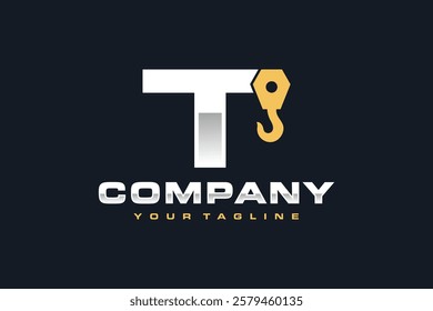 letter T hook crane logo