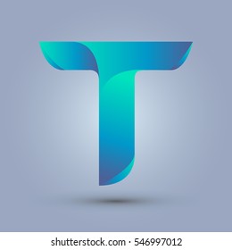 Letter T icon design and elegant typographic concept. gradient blue and green