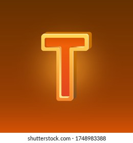 Letter T, icon. Font casino spin, collection set, golden sign. Vector illustration