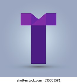 Letter T icon and logo template. Flat design and elegant typographic. Purple