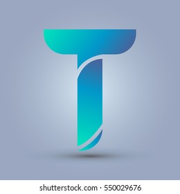 Letter T icon and logo template. New design and elegant typographic concept. blue