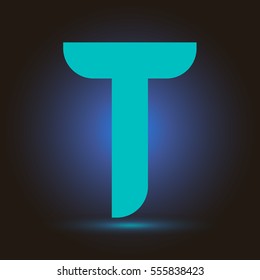 Letter T icon and logo template.  New Flat design and elegant typographic concept. blue sky.