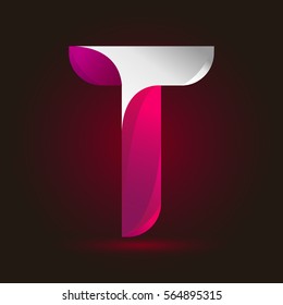 Letter T icon and logo template.  New design and elegant typographic concept. twisted, gradient color and white line
