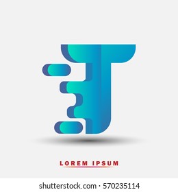 Letter T icon and logo template. Elegant typographic design. Spread the font. blue and green