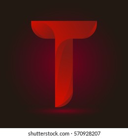 Letter T icon and logo template.  New design and elegant typographic concept. twisted, red color