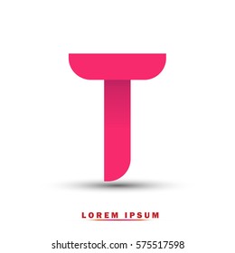 Letter T icon and logo template.  New design, elegant, and simple typographic . pink color. 3D