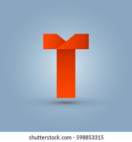 Letter T icon and logo template.  New design and elegant typographic. orange ribbon