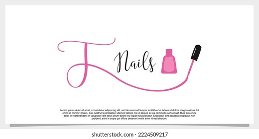 letter t with icon nail polish logo design template