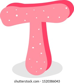 Letter T, illustration, vector on white background.