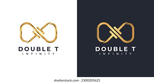 Logo-Design von Letter T Infinity und Gold-Elegantes Symbol für das Branding von Unternehmen und die Corporate Identity