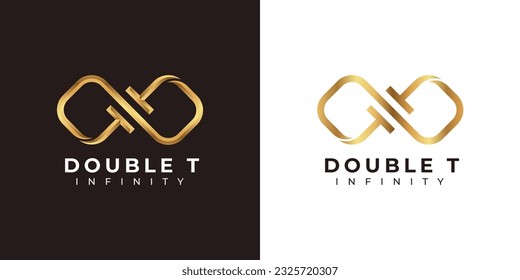 Letter T Infinity Logo design and Premium Gold Elegant symbol for Business Company Branding and Corporate Identity