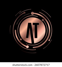 Letter A T Initial Cooper Color Cyber Multimedia Logo