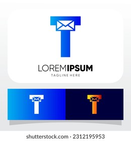 Letra T Mensaje de correo electrónico inicial Diseño Icono del vector Ilustración Gráfico 
