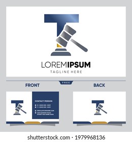 Letter T Initial Hammer Justice Legal Firm Law and Attorney Logo Design Vector Graphic Icon Emblem Illustration 