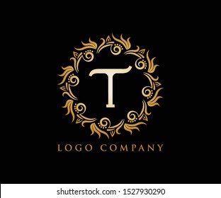 Letter T Initial Logo For Wedding, Boutique, Luxury Element, Vector Illustration. 