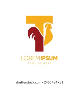 Letra T Gallo Inicial Diseño de Logo Icono de Vector Ilustración de Símbolo Gráfico de Emblema