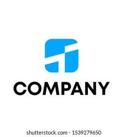 letter T initial shape vector logo