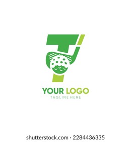 Letter T Initial Stick Golf Logo Design Vector Icon Graphic Emblem Illustration
