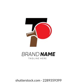 Letter T Initial Table Tennis oder Ping Pong Racket Logo Design Vectorsymbol Grafik Emblem Illustration