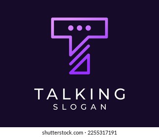 Letter T Initials Talk Speak Bubble Chat Message Text Dialog Line Art Minimalist Vector Logo Design