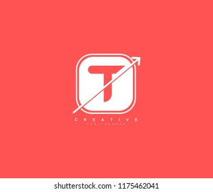 Letter T Isolated with Abstract Square Arrow App Element Shape Logo