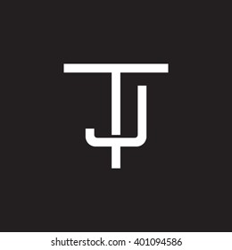 letter T and J monogram logo white black background